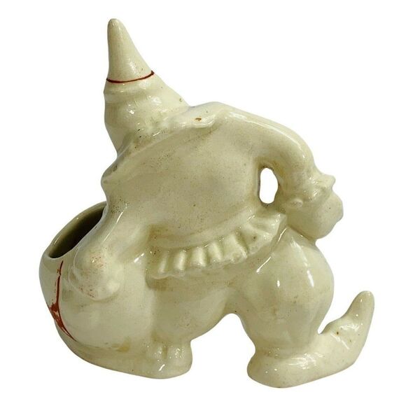 Vintage Ceramic Clown Figurine Red White Circus Whimsical Farmhouse Folk Decor - Picture 4 of 7